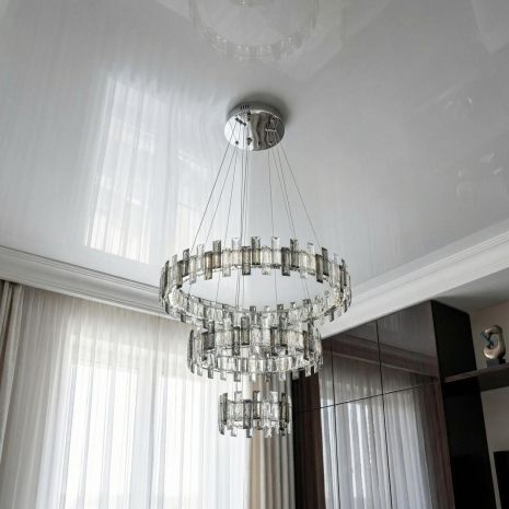 Люстра LED хрустальная в холл Diasha 70W до 16 м² цвет Хром 7963/600+400+200CH