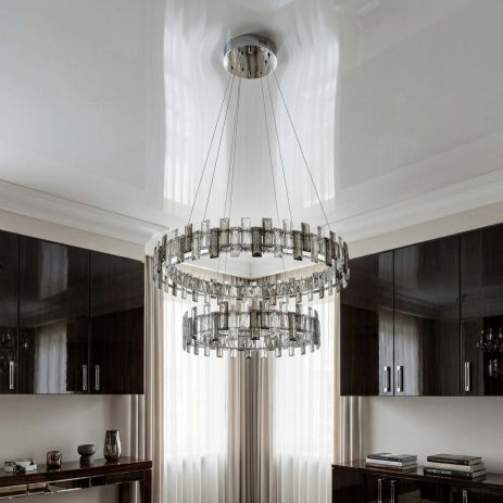 Люстра хрустальная над столом Diasha 54W до 12 м² цвет Хром 7963/600+400CH