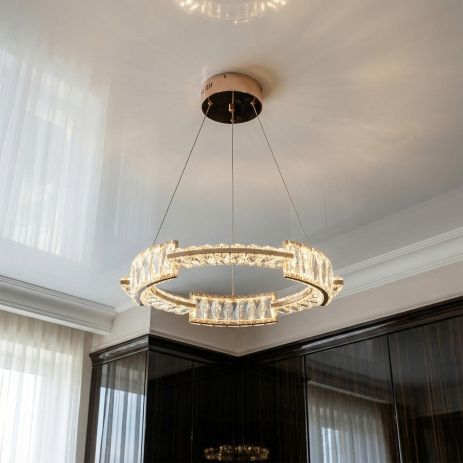 Подвесная светодиодная люстра хрусталь Diasha 70W до 16 м² цвет Золото 552/500G