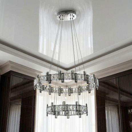 Подвесная люстра лед хрусталь Diasha 46W до 10 м² цвет Хром 7967/65+36CH Подвесная люстра лед хрусталь Diasha 46W до 10 м² цвет Хром 7967/65+36CH