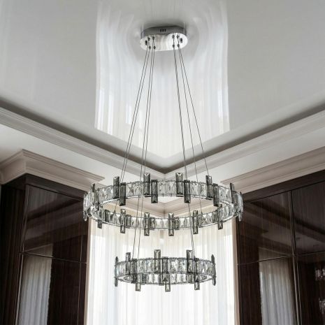 Подвесная люстра лед хрусталь Diasha 46W до 10 м² цвет Хром 7967/65+36CH