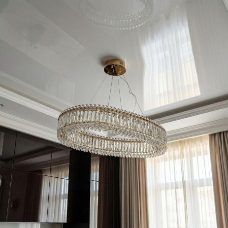 Светодиодная люстра на тросах хрусталь Diasha 68W до 16 м² цвет Золото 7930/800x550S-gold