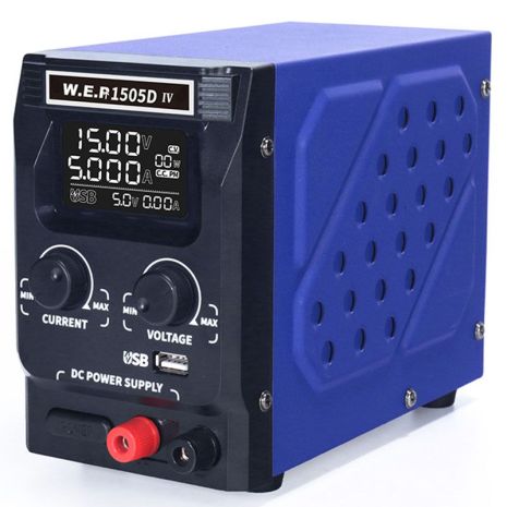 Блок питания WEP 1505D-IV 15V 5A, импульсный, с цифровой индикацией (V/A/W), Quick Charge 3.0