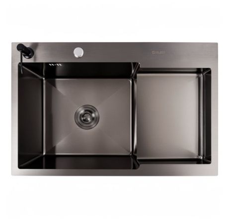 Кухонная мойка Valeso Handmade CM 78×50C L с углублённой полкой, PVD чёрная