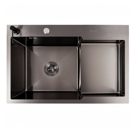 Мийка кухонна Valeso Handmade CM 78×50C L (PVD чорна) з поглибленою полицею