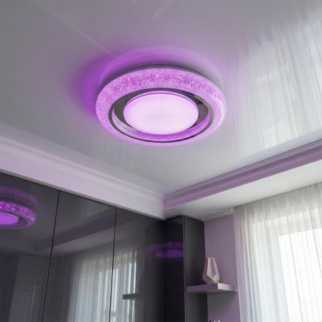 Люстра потолочная с RGB Diasha 80W до 18 м² цвет Белый+Хром DB-8314/500RGB