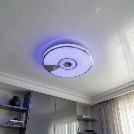 Люстра RGB с пультом управления Diasha 70W до 16 м² цвет Белый+Хром DB-8309/400RGB
