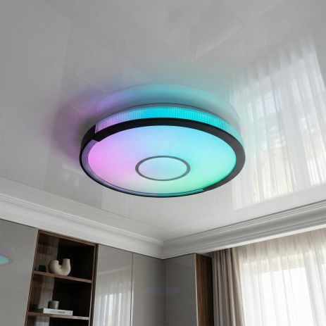 Светильник в гостиную с RGB подсветкой Diasha 80W до 18 м² цвет Белый+Черный DB-8313/500RGB