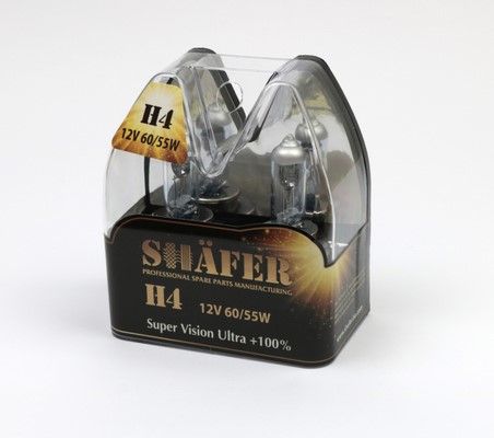 Лампа галогеновая H4 12V60/55W Super Vision Ultra +100% (комплект, пластиковый бокс 2шт), SHAFER (SL3004)