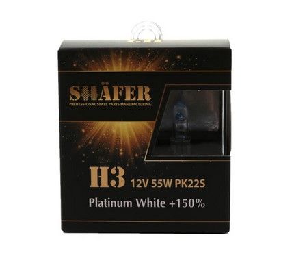 Лампа галогеновая H3 12V55W Platinum White +150% (комплект, пластиковый бокс 2шт), SHAFER (SL3003P)