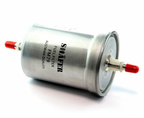 Фильтр топливный VW Golf I-IV, Jetta I-II, T5, Octavia I, Audi A3, A4, A6, A8, 82-, с защелкой, SHAFER (FM79)