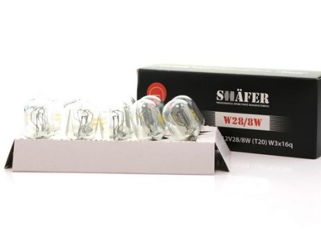 Лампа накаливания W28/8W 12V28/8W (T20) (картонная упаковка по 10шт), SHAFER (SL2029)