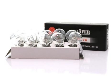 Лампа накаливания P27/7W 3157 12V27/7W (картонная упаковка по 10шт), SHAFER (SL2023) Лампа накаливания P27/7W 3157 12V27/7W (картонная упаковка по 10шт), SHAFER (SL2023)