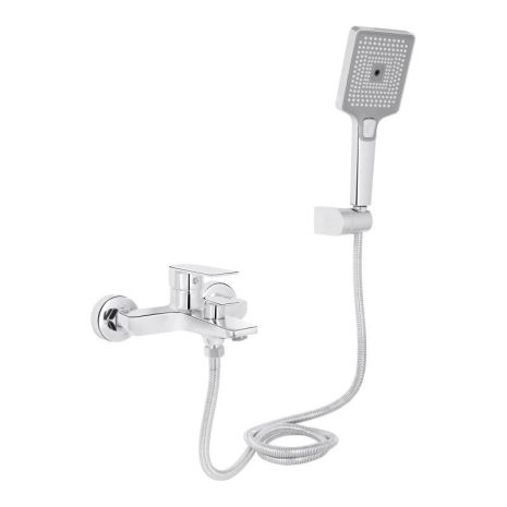 Змішувач для ванни Qtap Aries з душовим гарнітуром, QTARI259CRM45559, хром