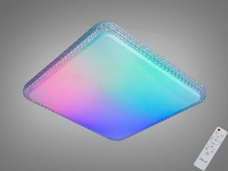 Світильник з пультом та RGB підсвіткою Diasha 80W до 18 м² колір Білий DB-8501C/500x500RGB