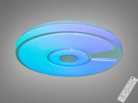 Стельова люстра смарт у вітальню Diasha 80W до 18 м² колір Білий+Хром DB-8309/500RGB