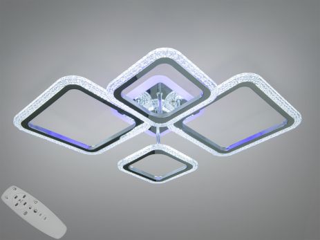 Люстра з пультом управління для вітальні Diasha 67W до 16 м² колір Хром A8170/2+2HR 3col dim