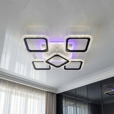 Люстра в спальню прозорий акрил Diasha 70W до 16 м² колір Чорний AS8170/4+1BK 3col dim