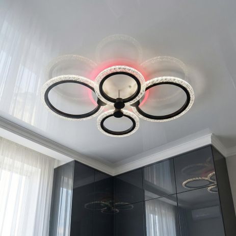 Стельова люстра прозорий акрил Diasha 75W до 18 м² колір Чорний A8180/4BK 3col dim - сучасний стиль