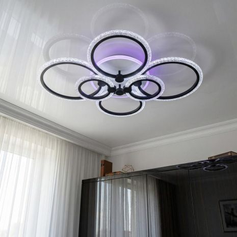 Світильник LED прозорий акрил Diasha 105W до 20 м² колір Чорний A8180/6BK 3col dim