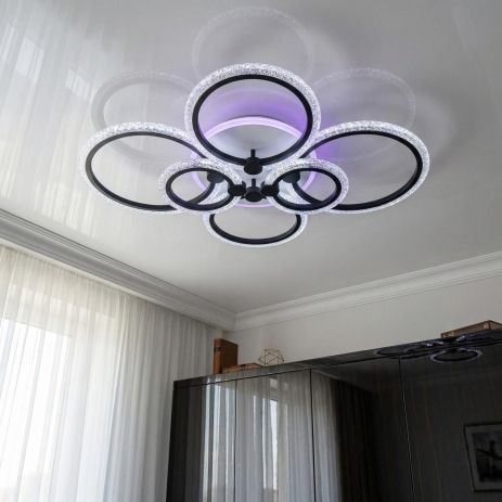 Світильник LED прозорий акрил Diasha 105W до 20 м² колір Чорний A8180/6BK 3col dim