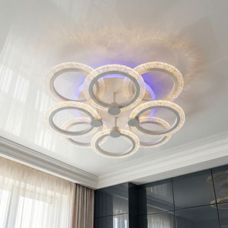 Лед люстра прозрачный акрил в зал Diasha 92W до 20 м² цвет Белый A8180/4+4WH 3col dim