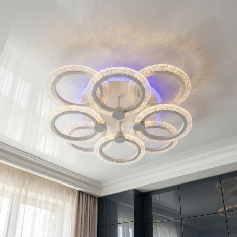 Льодяна люстра прозорий акрил для вітальні Diasha 92W до 20 м² колір Білий A8180/4+4WH 3col dim