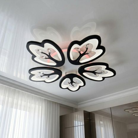 Люстра з підсвіткою та пультом Diasha 90W до 20 м² колір Чорний 8148/5BK 3col dim