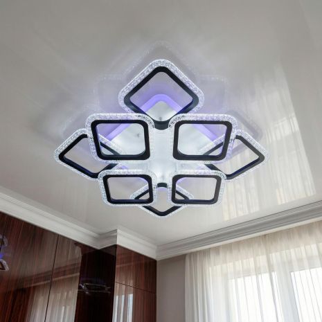 Люстра з діммером у зал Diasha 105W до 20 м² колір Чорний AS8170/4+4BK 3col dim