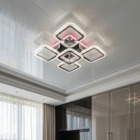 Потолкова люстра LED з підсвічуванням Diasha 70W до 16 м² колір Хром AS8170/4+1HR 3col dim