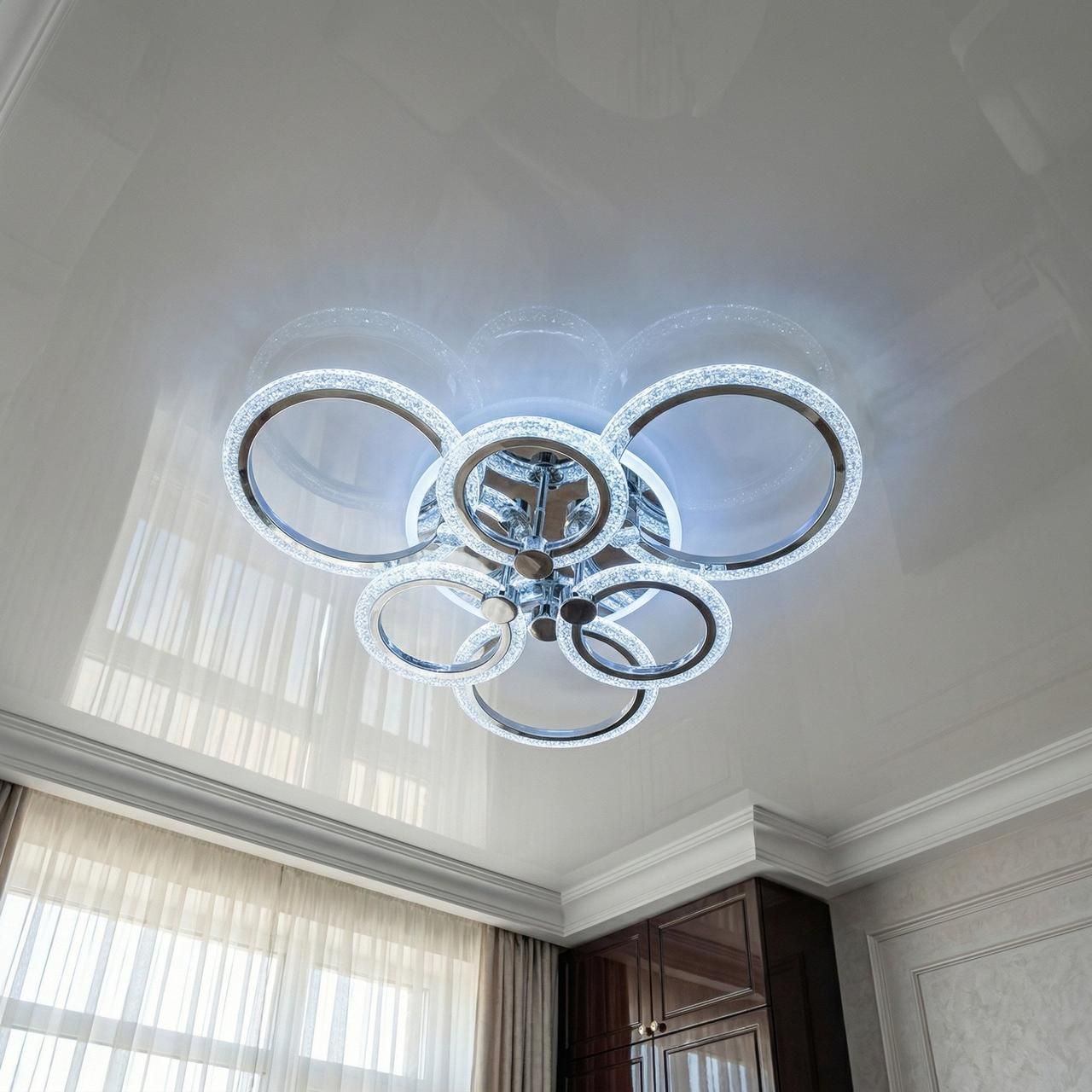 Люстра з регулюванням яскравості та пультом Diasha 90W до 20 м² колір Хром AD8180/3+3HR 3col dim Люстра з регулюванням яскравості та пультом Diasha 90W до 20 м² колір Хром AD8180/3+3HR 3col dim