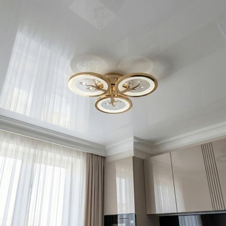 Світлодіодна люстра з пультом у передпокій Diasha 50W до 12 м² колір Золото 8135/3G LED 3color dimmer