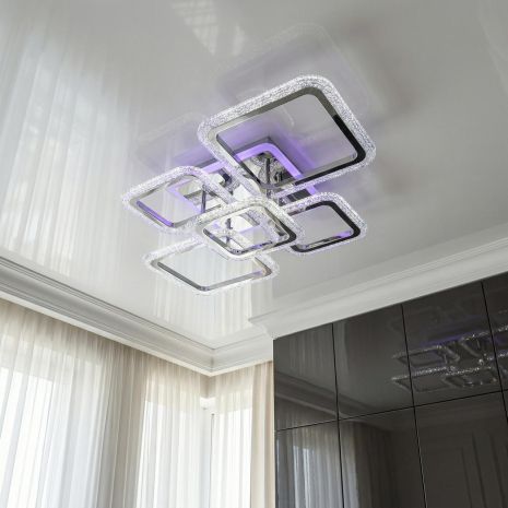 Люстра 3 режими стельова Diasha 85W до 18 м² колір Хром A8170/2+3HR 3col dim