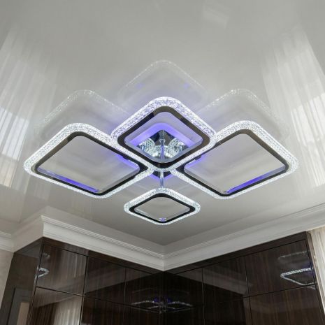 Люстра з пультом управління для вітальні Diasha 67W до 16 м² колір Хром A8170/2+2HR 3col dim