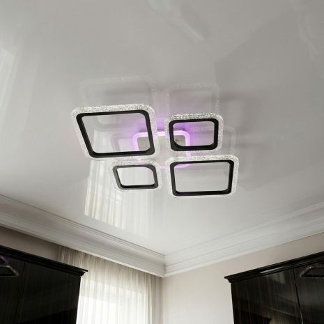 Потолкова люстра з пультом Diasha 67W до 16 м² колір Чорний A8170/2+2BK 3col dim