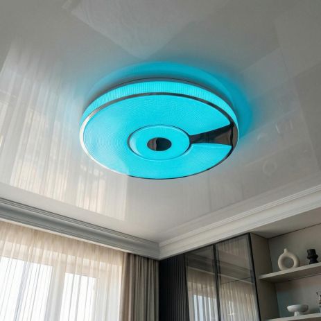 Потолочная люстра смарт в гостиную Diasha 80W до 18 м² цвет Белый+Хром DB-8309/500RGB