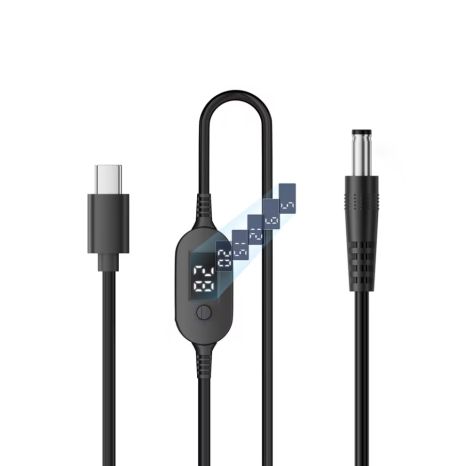 Кабель питания Type-C to DC 5.5x2.1-2.5mm 140W 5A с регулируемым напряжением 5V/9V/12V/15V/20V/28V для ноутбука, роутера (Без переходников) Black