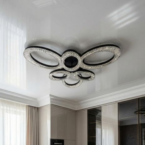 Люстра в холл с диммером Diasha 80W до 18 м² цвет Черный 5607/3+3BK