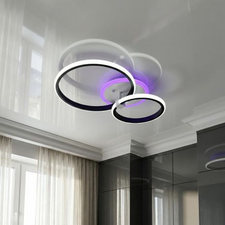 Лед люстра с пультом управления Diasha 44W до 10 м² цвет Черный 2526/2BK 3col dim