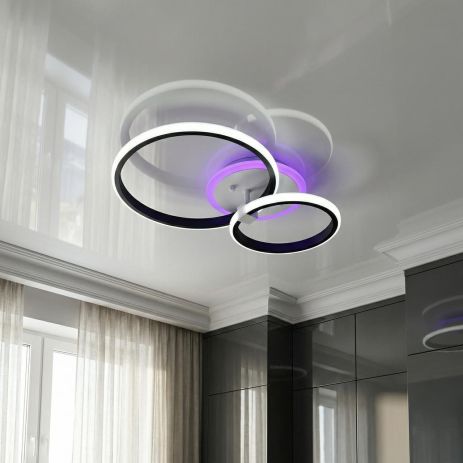 Лед люстра с пультом управления Diasha 44W до 10 м² цвет Черный 2526/2BK 3col dim