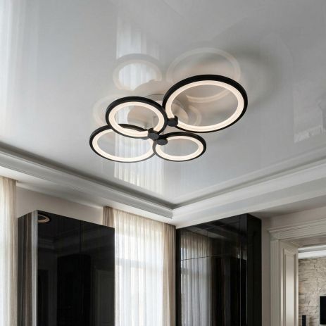 Люстра с пультом и диммером Diasha 70W до 16 м² цвет Черный 8022/4BK