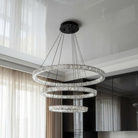 Люстра кольца Diasha 125W до 20 м² цвет Черный 1712/800+600+400ABK