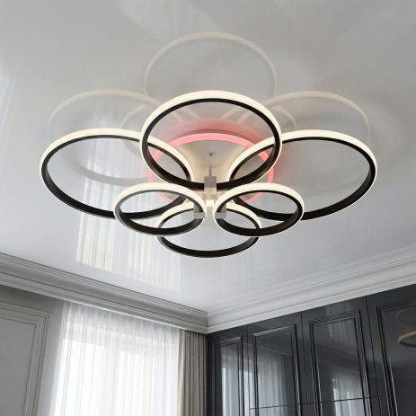 Люстра потолочная с кругами Diasha 135W до 20 м² цвет Черный 2526/6BK 3col dim