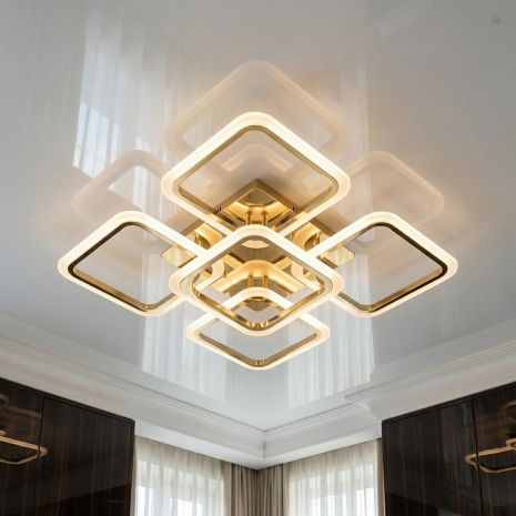Светодиодная люстра в гостиную с диммером Diasha 90W до 20 м² цвет Золото A8060/4+1G