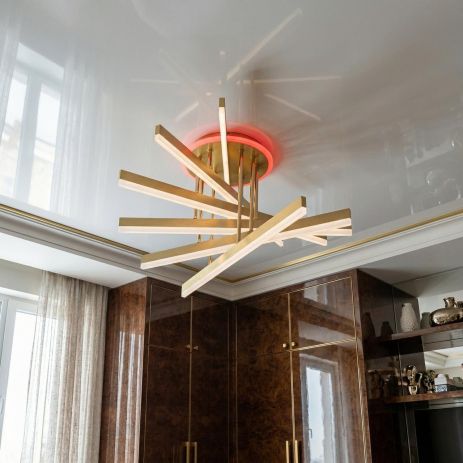 Люстра светодиодная веер Diasha 102W до 20 м² цвет Золото 7010G LED 3color dimmer