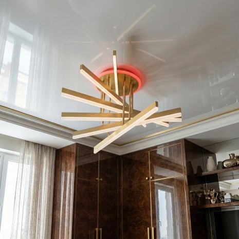 Люстра светодиодная веер Diasha 102W до 20 м² цвет Золото 7010G LED 3color dimmer