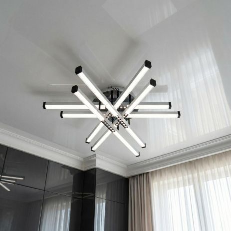 Люстра с диммером в зал Diasha 80W до 18 м² цвет Белый+Черный 2531WH+BK dimmer