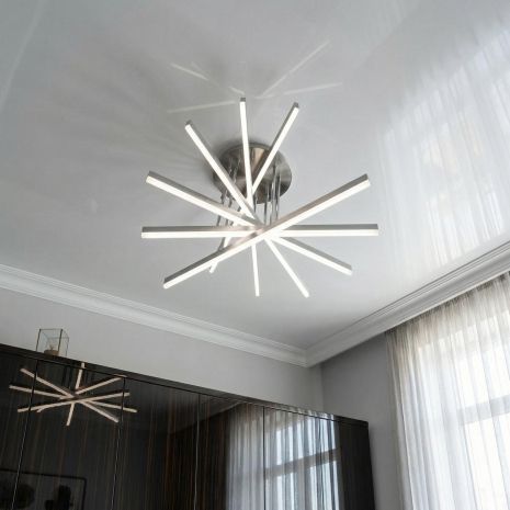 Лед люстра веер в гостиную Diasha 102W до 20 м² цвет Хром 7010NEW HR 3col dim