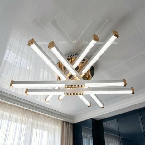 Люстра лучи с пультом Diasha 80W до 18 м² цвет Белый+Золото 2531WH+G dimmer