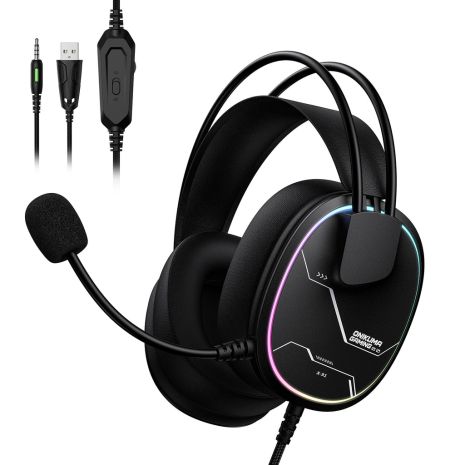 Наушники Onikuma wired gaming headphones X91 |3.5mm+USB, RGB| black